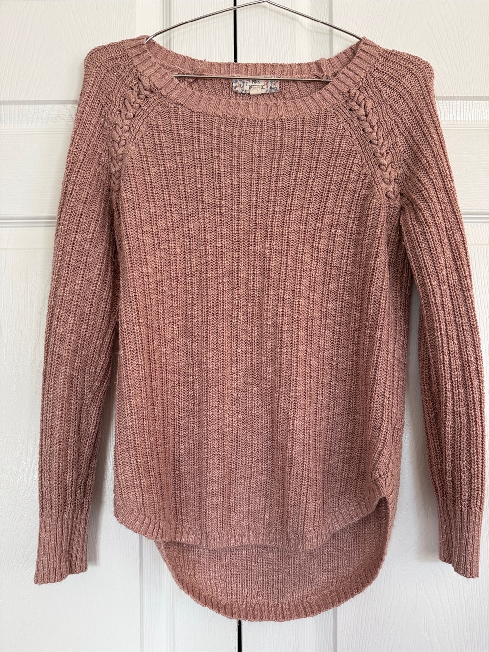 Pink Republic Mauve Ribbed Crewneck Sweater